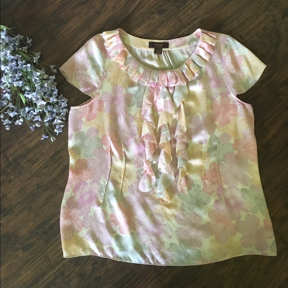 Victor silk pastel floral blouse