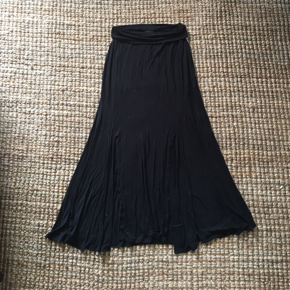 Double split black maxi skirt