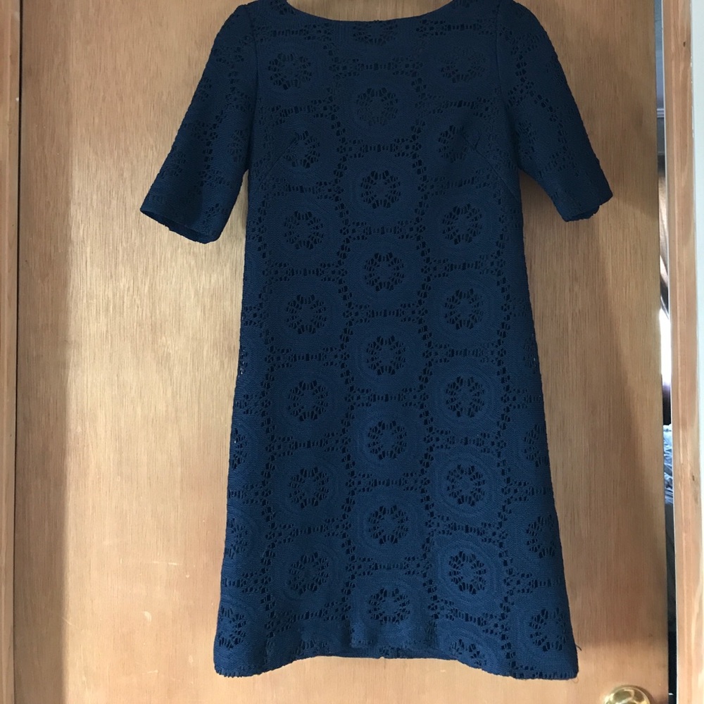 Navy blue crochet Adrianna Papell dress. EUC.