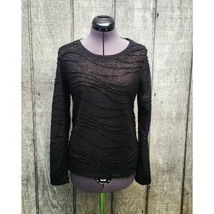 SALE Vera Wang Semi-Sheer Metallic Waves Top M