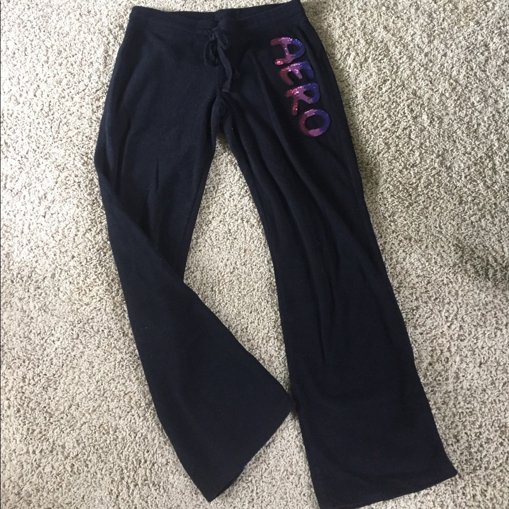 Aeropostale S Black Fleece Sweatpants with Sequins