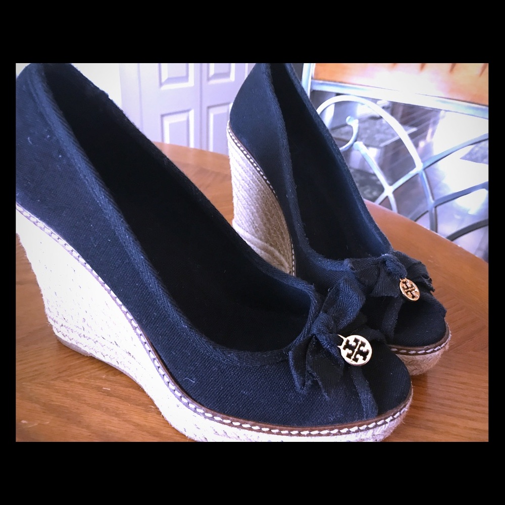 Tory Burch Espadrilles Peep Toe Wedge Size 9