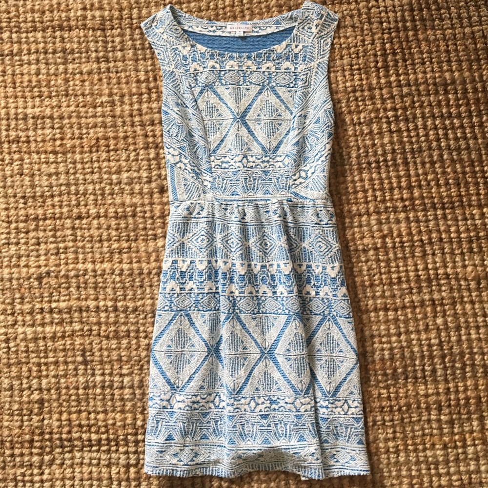 Blue and White Tiki Pattern Dress