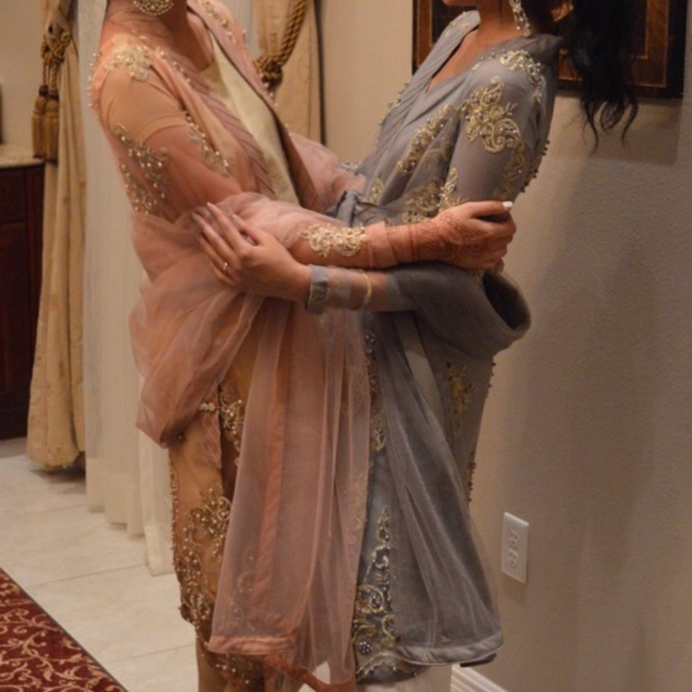 Pakistani Indian Pink Cape Shalwar Kameez