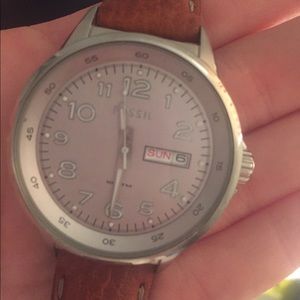 Fossil watch with leather band