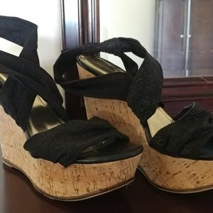 Sexy Zigi Soho sparkly black soft cork wedges!