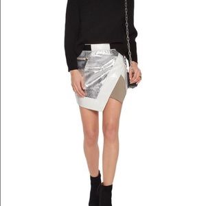 Snake-effect wrap mini skirt