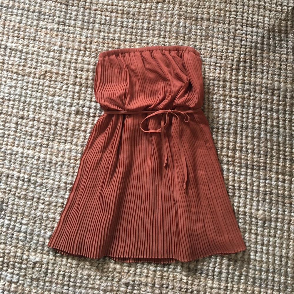 Burnt Orange Strapless Dress