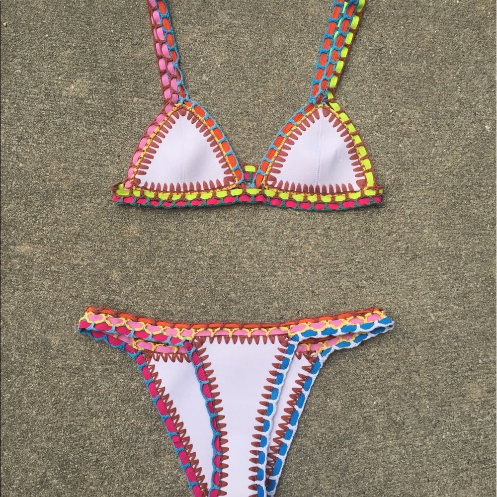 Colorful Crocheted Triangle Bikini