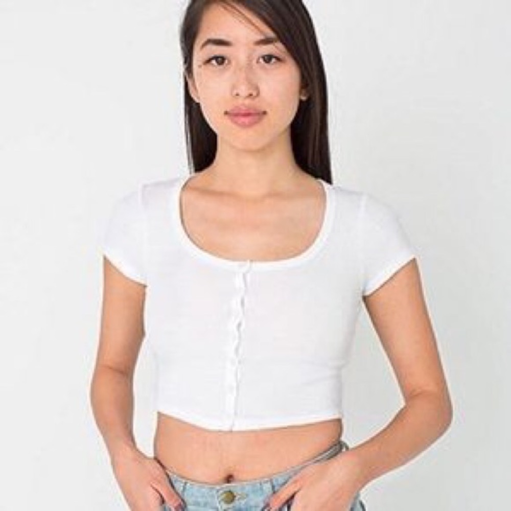 American Apparel ribbed button down crop top