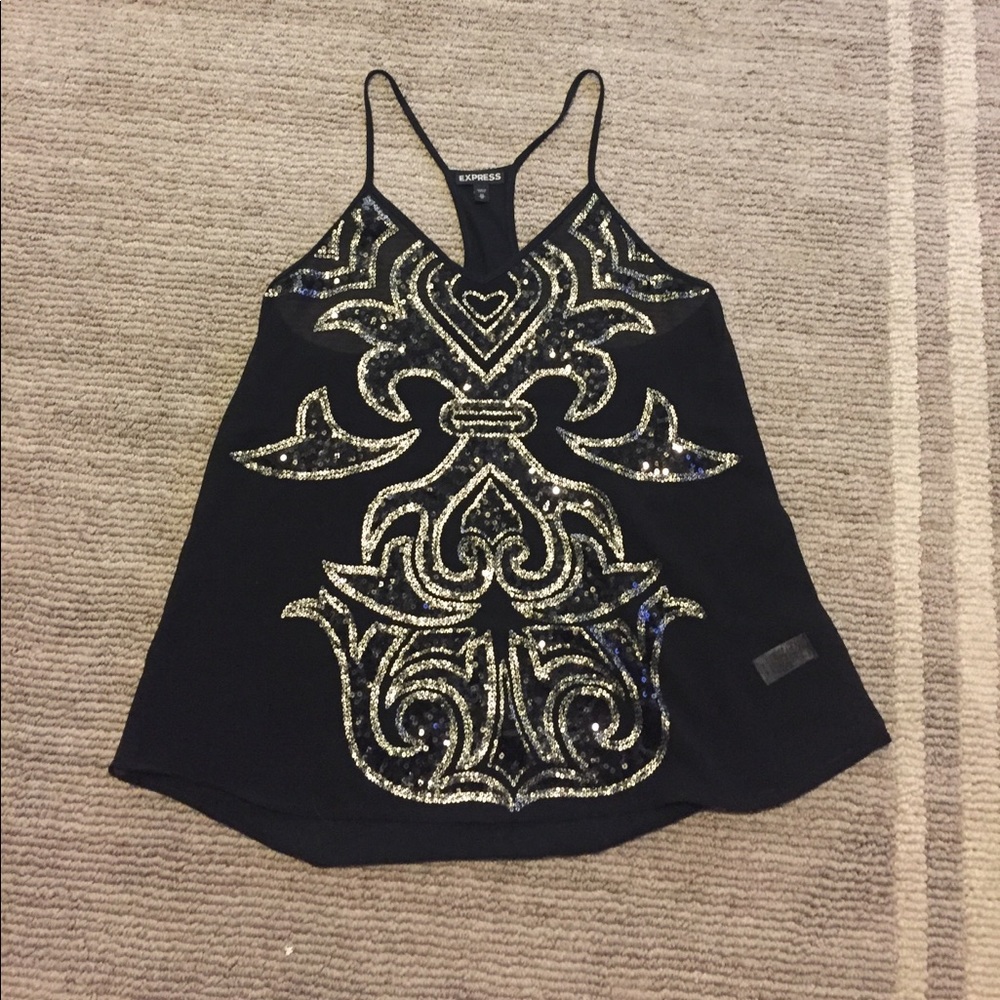 Black sequin tank