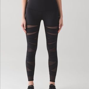 Lululemon black hightimes tech mesh leggings