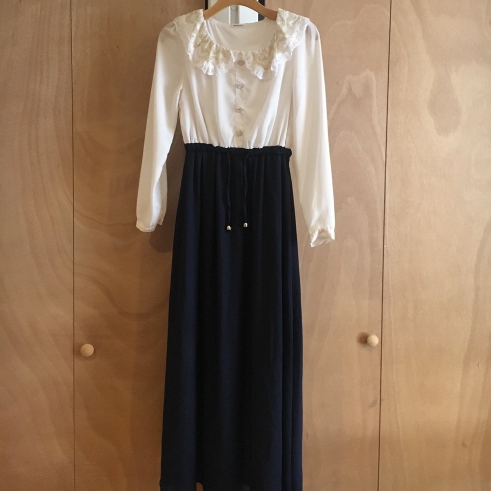 Navy classic long dress from Japan