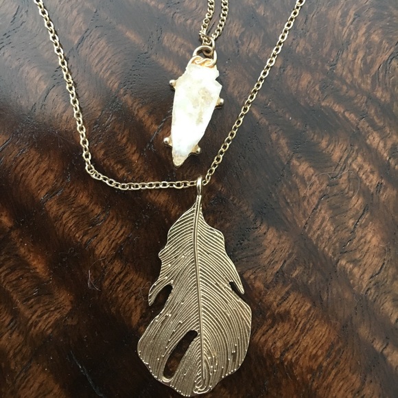 3 piece gold feather necklace - Picture 3 of 3