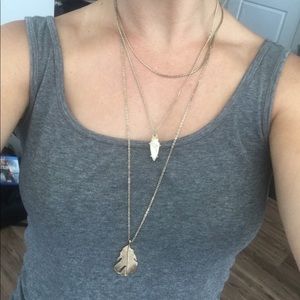 3 piece gold feather necklace