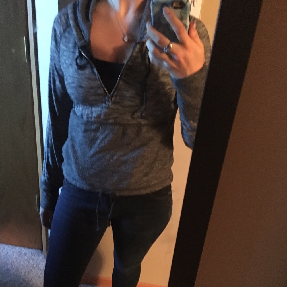 Over the head, quarter zip hoodie.