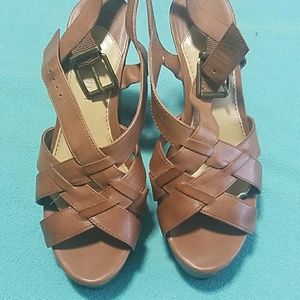 Gianni Bini Tan Ankle Strap Wedges