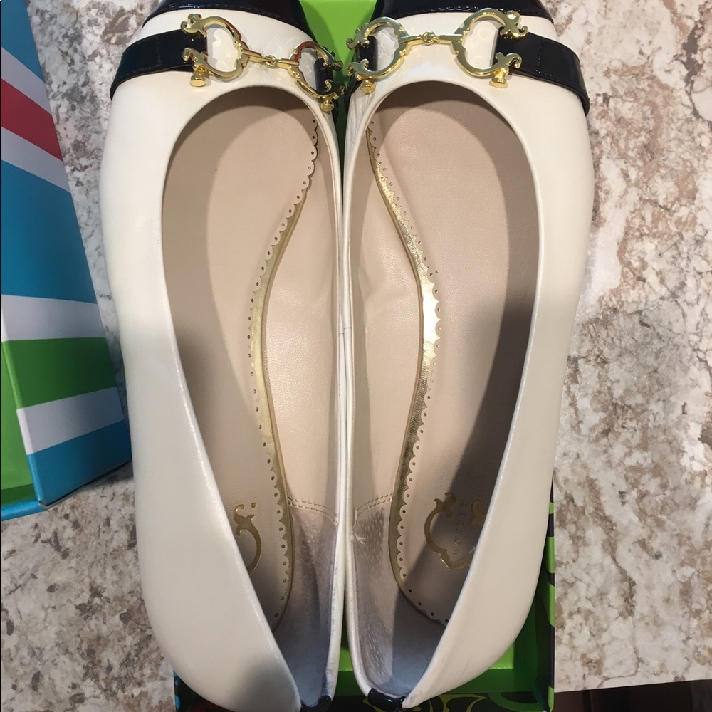 CWonder Black & Cream Leather Ballet Flats
