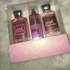 Pink cashmere bath and body works trio