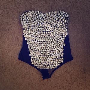 Large rhinestone bodysuit