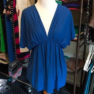 T-Bags Kimono Deep V Neck Top Royal Blue Size XS