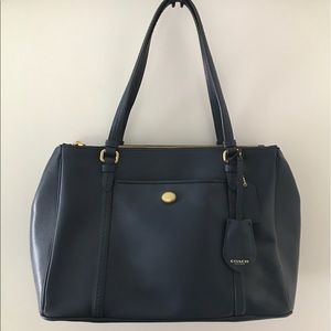 Coach navy leather handbag EUC/near mint condition