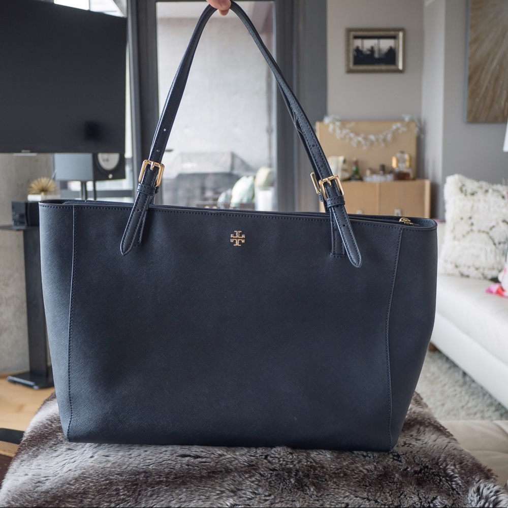 Tory Burch York Buckle Tote Large Navy