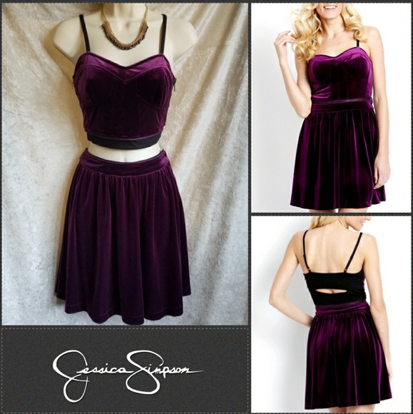 NWT! Jessica Simpson Velveteen 2 Piece Dress 2 - Picture 2 of 8
