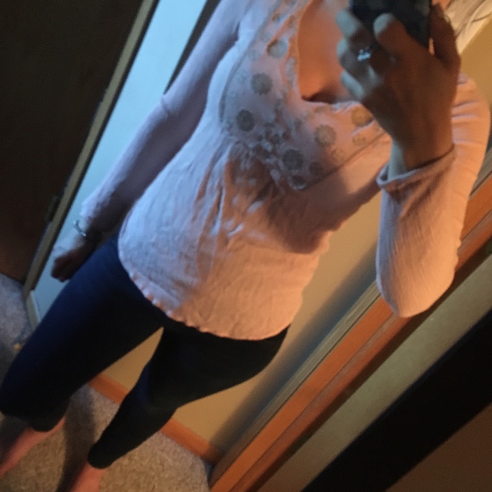 Pink long sleeve v neck