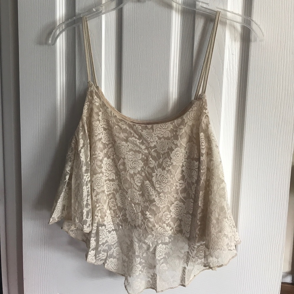 Beige Lace Crop Top