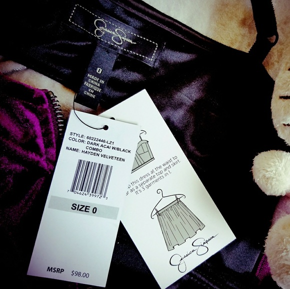 NWT! Jessica Simpson Velveteen 2 Piece Dress 0 - Picture 7 of 8