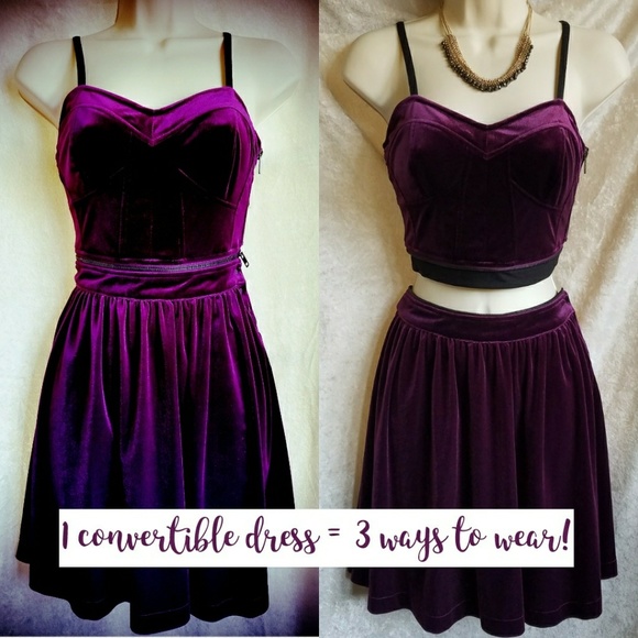 NWT! Jessica Simpson Velveteen 2 Piece Dress 0 - Picture 1 of 8