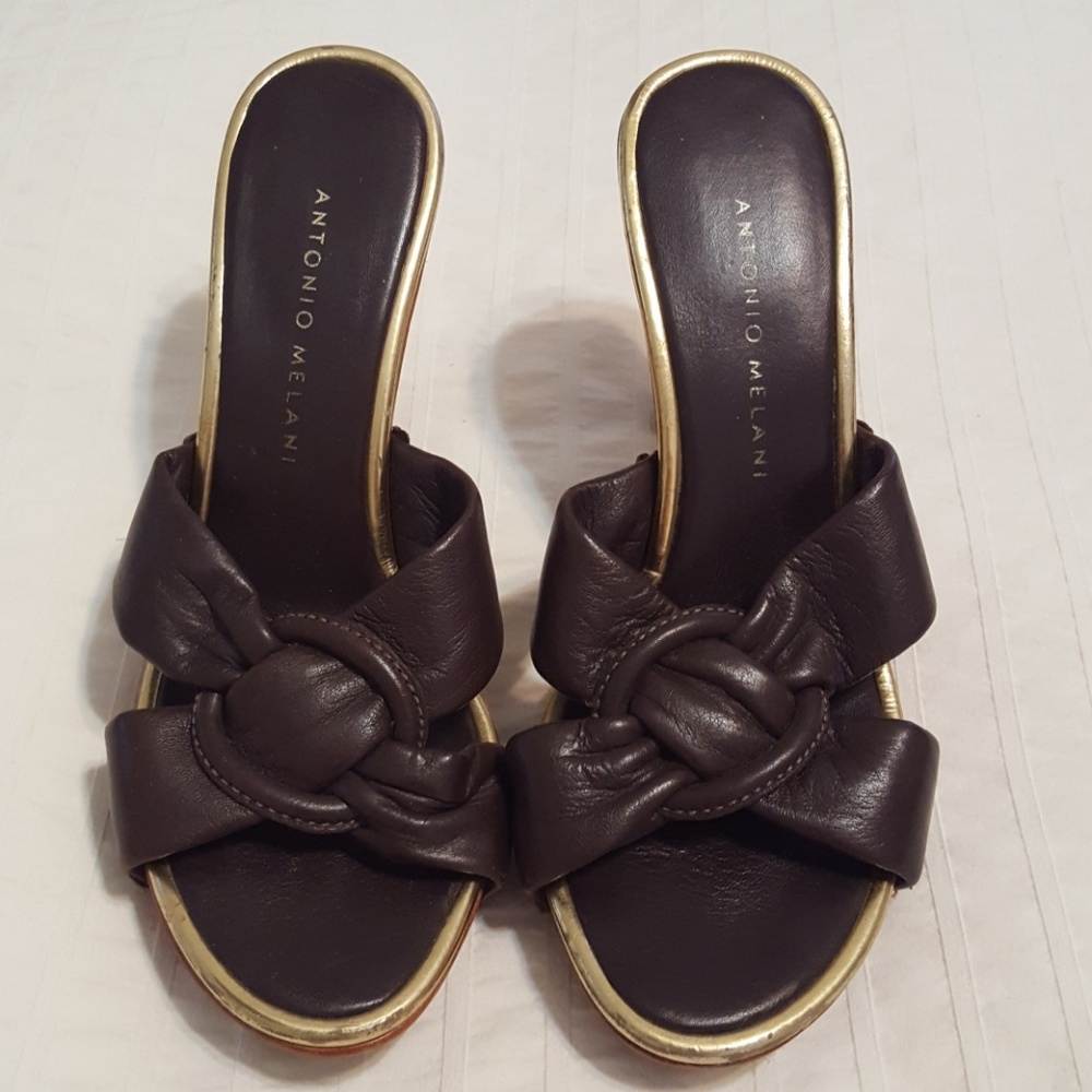 Antonio Melani Brown Leather Mule