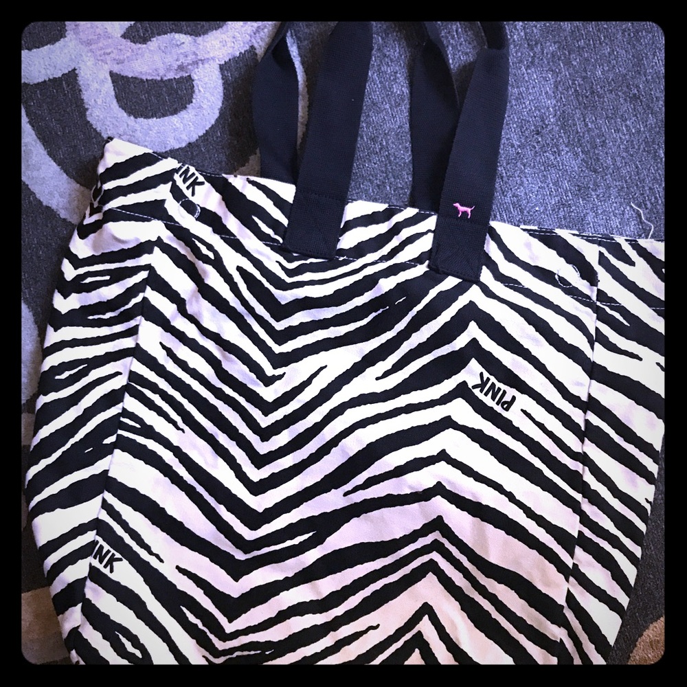 VS Pink zebra print tote