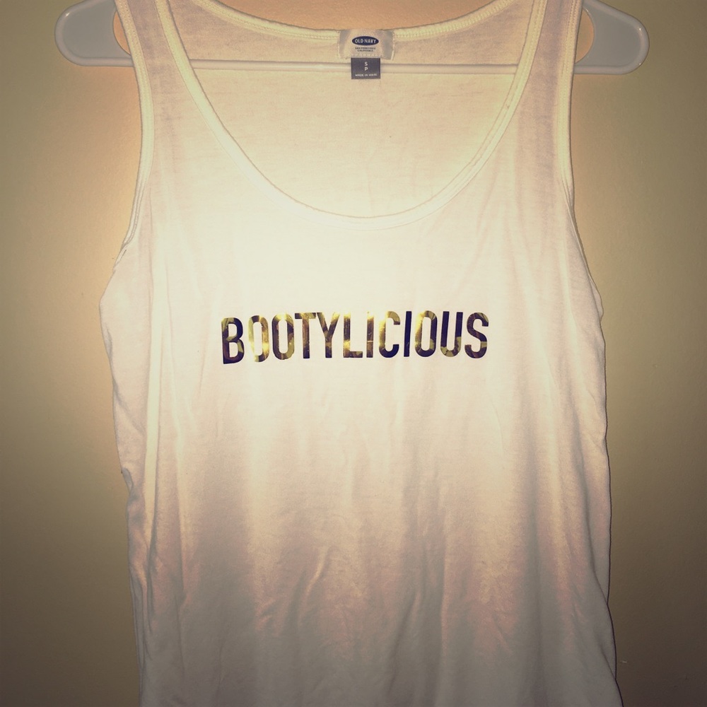 Bootylicious, fun tank. Screen printed. Old Navy.