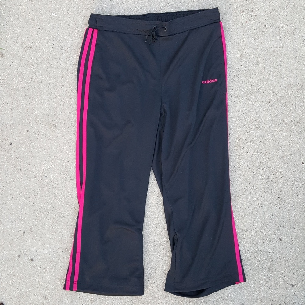 EUC Adidas crop black & pink pants - medium
