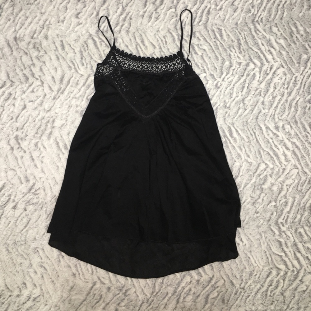Black Cotton Spaghetti Strap Top