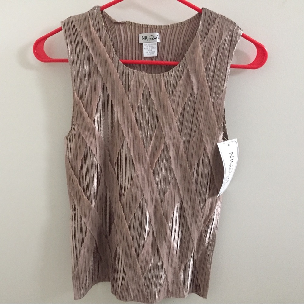 Bronze Tank Top with chiffon cross cross details