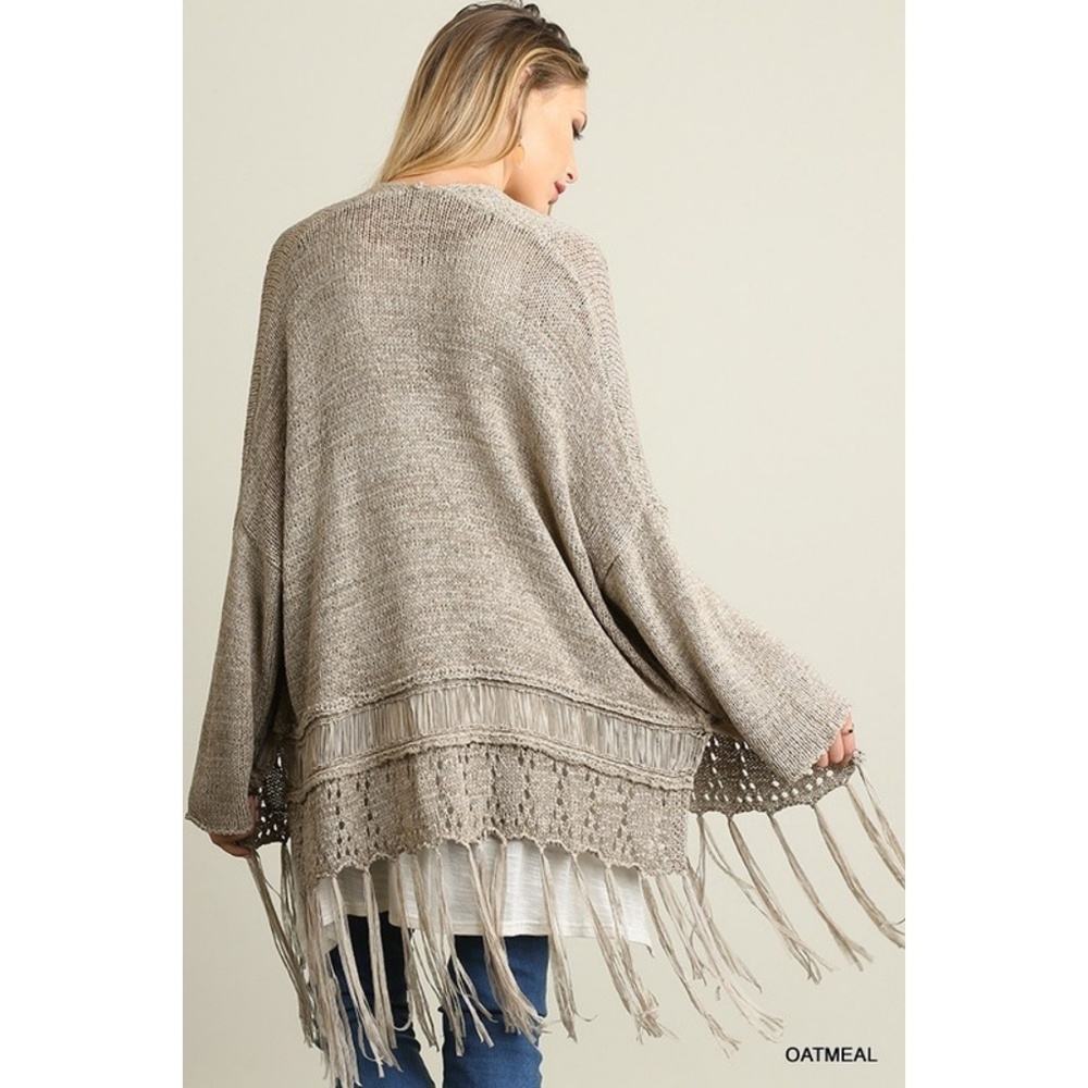 Open front crochet cardigan sweater with fringe - Picture 4 of 7