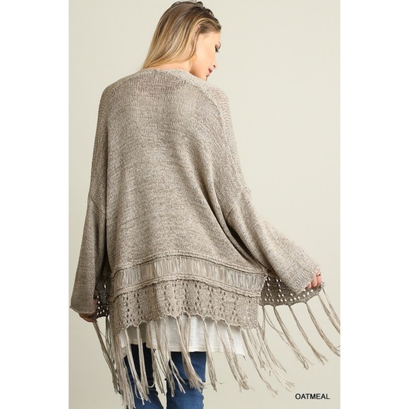 Open front crochet cardigan sweater with fringe - Picture 4 of 7