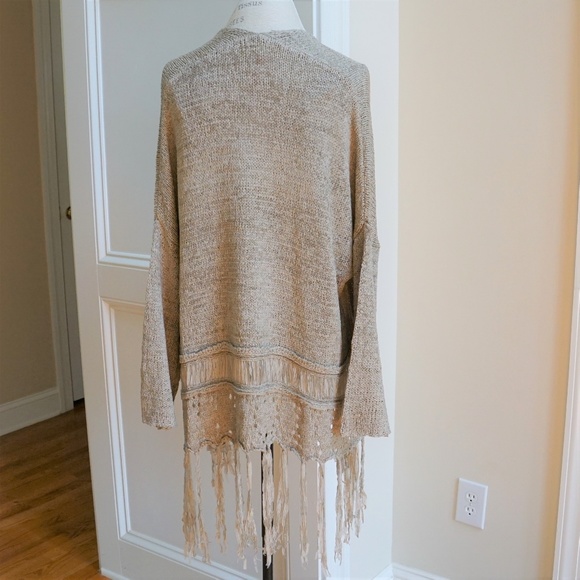 Open front crochet cardigan sweater with fringe - Picture 7 of 7