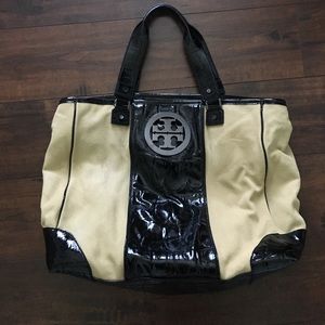 TORY BURCH LEATHER-TRIMMED ELLA TOTE
