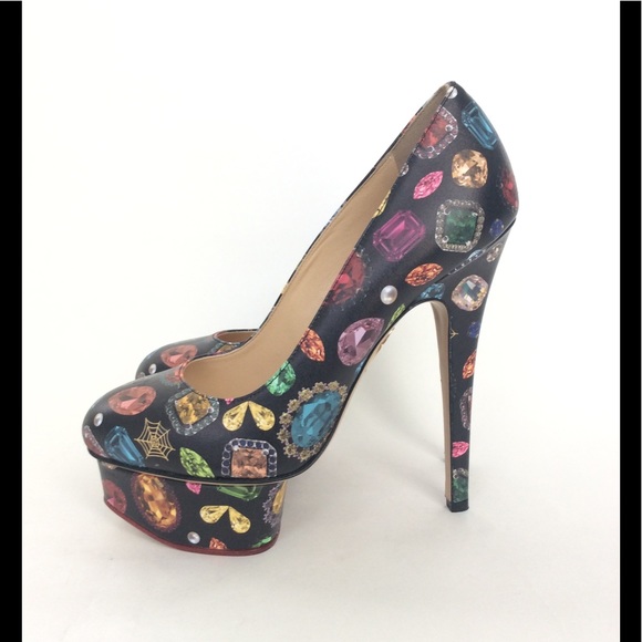 Charlotte Olympia Black Jewel Print Dolly Platform