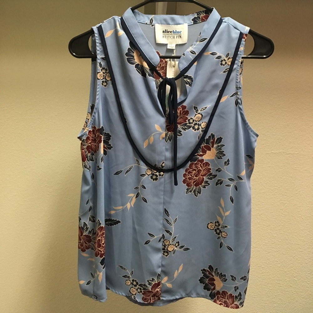 aliceblue Floral Print Blouse
