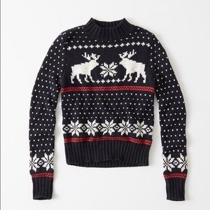 Abercrombie Moose Fairisle Mock Neck Sweater