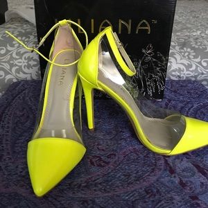 Sexy neon/yellow clear 4 inch heel