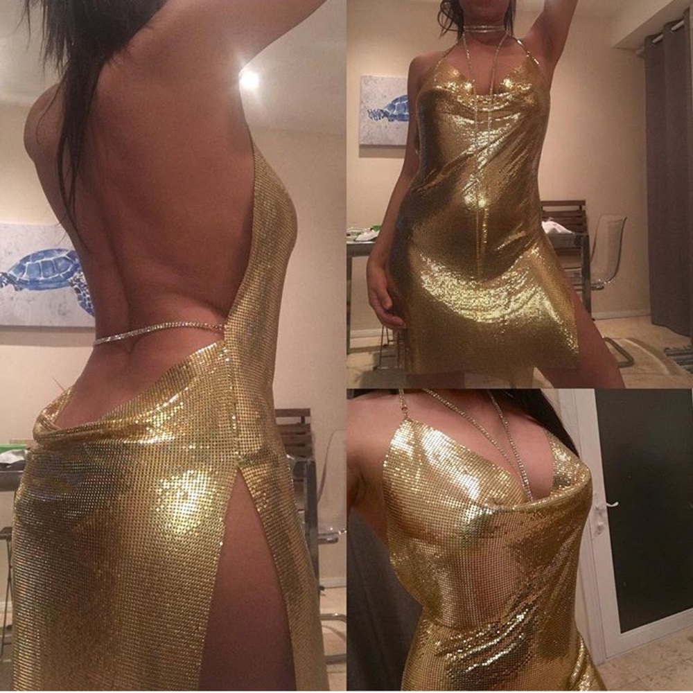 Kendall metal sequins dress gold