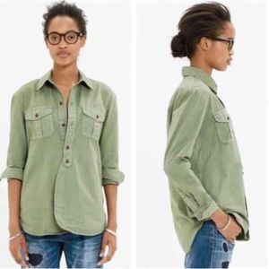 Madewell Olive Green Cargo Button Up Workshirt Top
