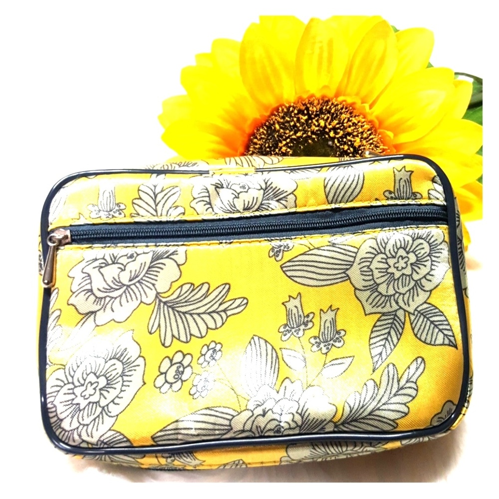 Yellow satin travel organizer pouch