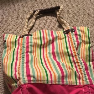 Old Navy striped bag with braided strap